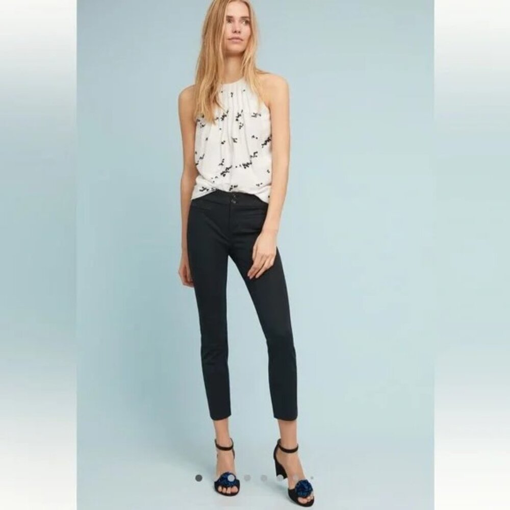 Anthropologie The Essential Slim Trousers Black Size 4 New w/ Tags